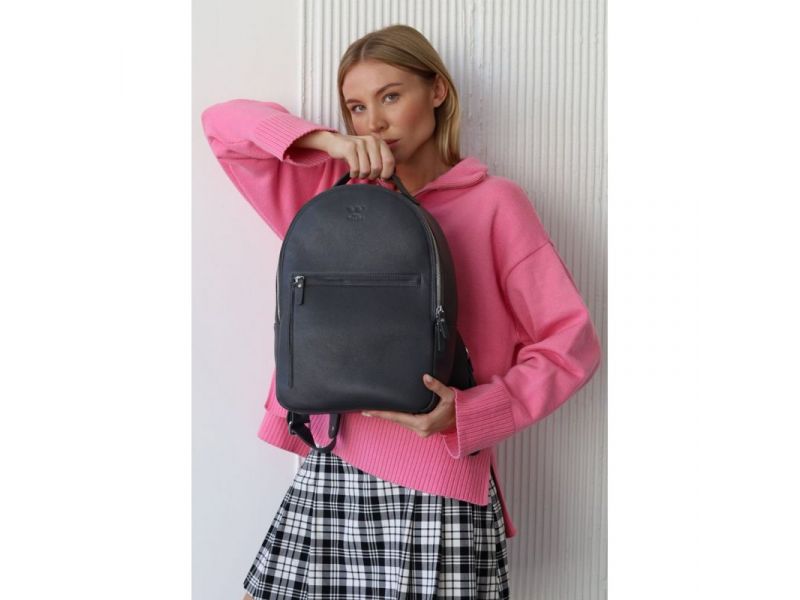 Кожаный рюкзак Groove M графитный, фото 2