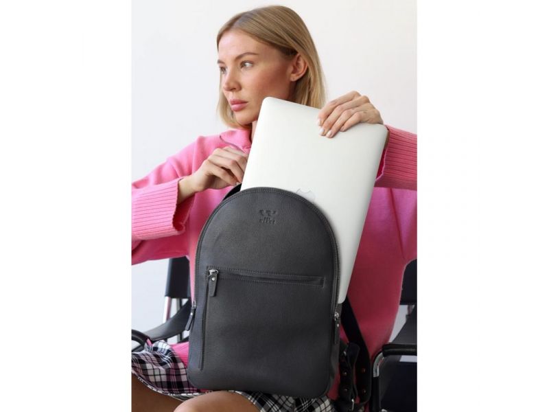 Кожаный рюкзак Groove M графитный, фото 3