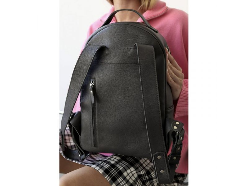 Кожаный рюкзак Groove M графитный, фото 4