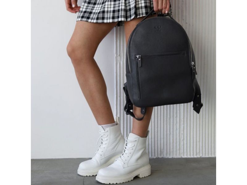 Кожаный рюкзак Groove M графитный, фото 9