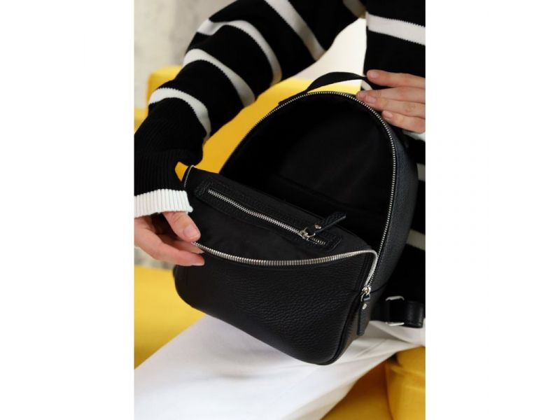 Кожаный рюкзак Groove S черный флотар, фото 6