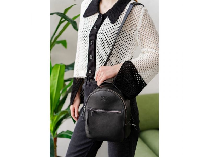 Кожаный рюкзак Groove S черный, фото 4