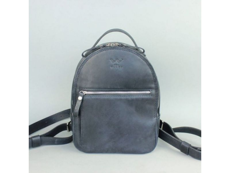 Кожаный рюкзак Groove S синий винтажный, фото 2