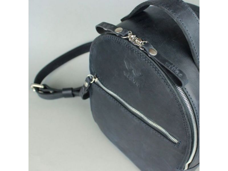 Кожаный рюкзак Groove S синий винтажный, фото 3