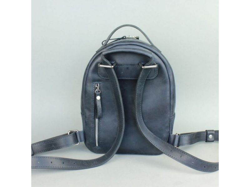 Кожаный рюкзак Groove S синий винтажный, фото 4