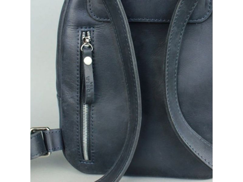 Кожаный рюкзак Groove S синий винтажный, фото 5