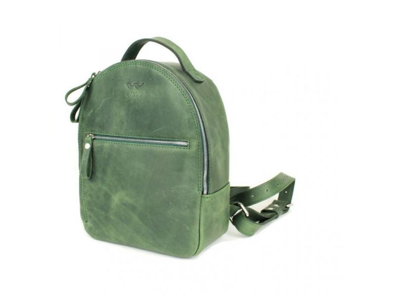 Кожаный рюкзак Groove S зеленый винтажный, фото 7