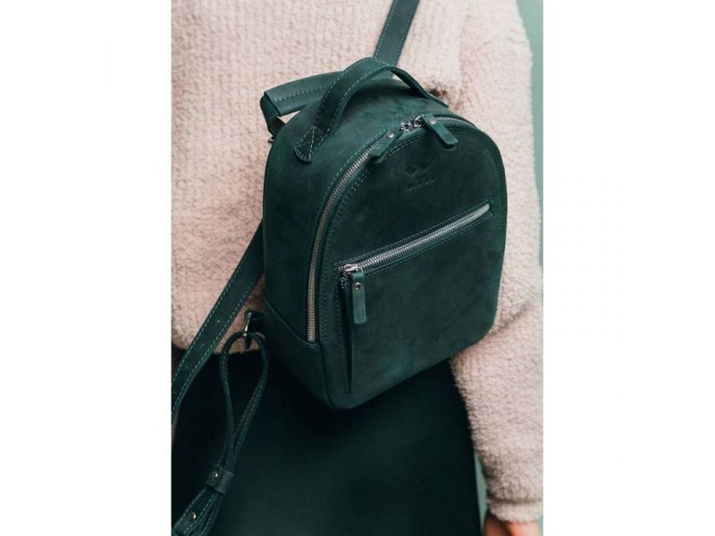 Кожаный рюкзак Groove S зеленый винтажный, фото 3