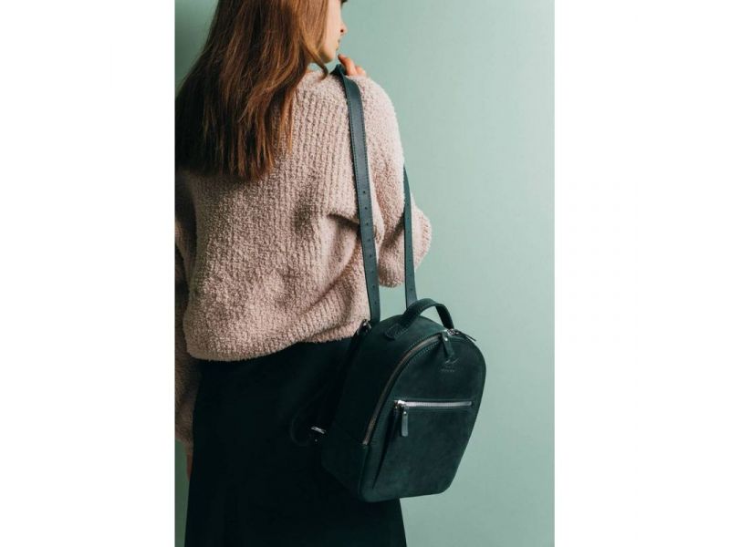 Кожаный рюкзак Groove S зеленый винтажный, фото 4