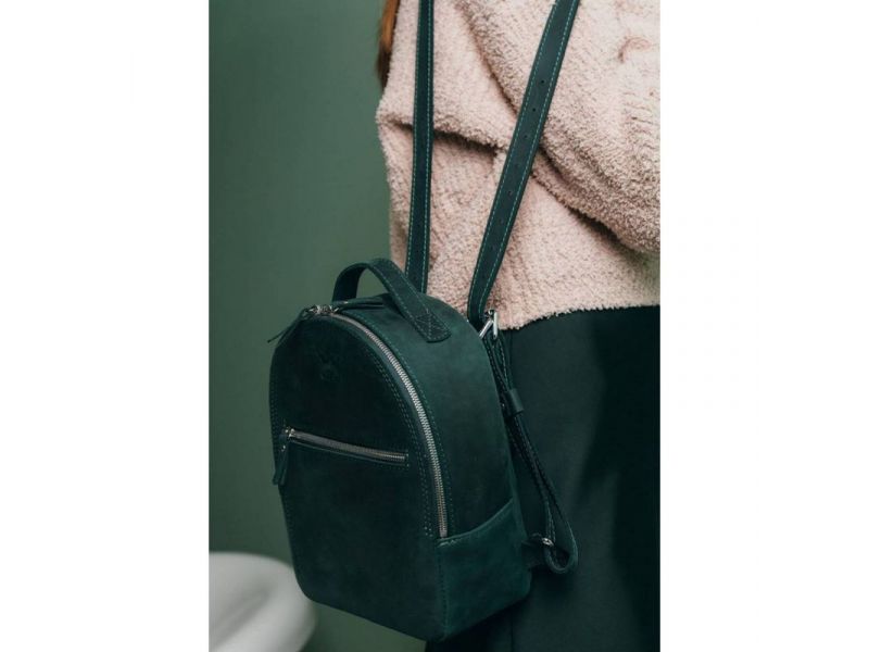 Кожаный рюкзак Groove S зеленый винтажный, фото 5