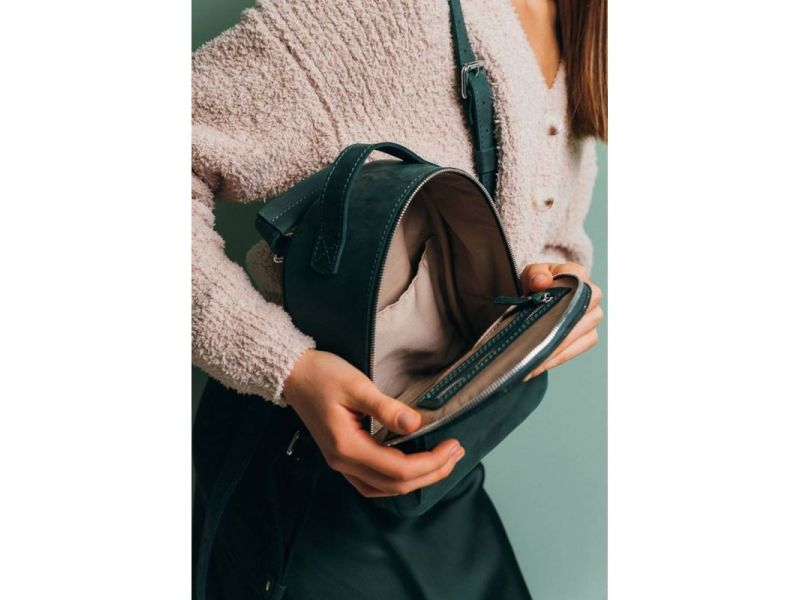 Кожаный рюкзак Groove S зеленый винтажный, фото 6