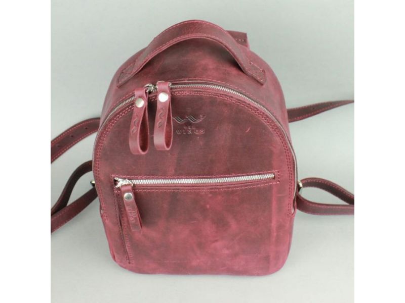 Кожаный рюкзак Groove S бордовый винтажный, фото 2