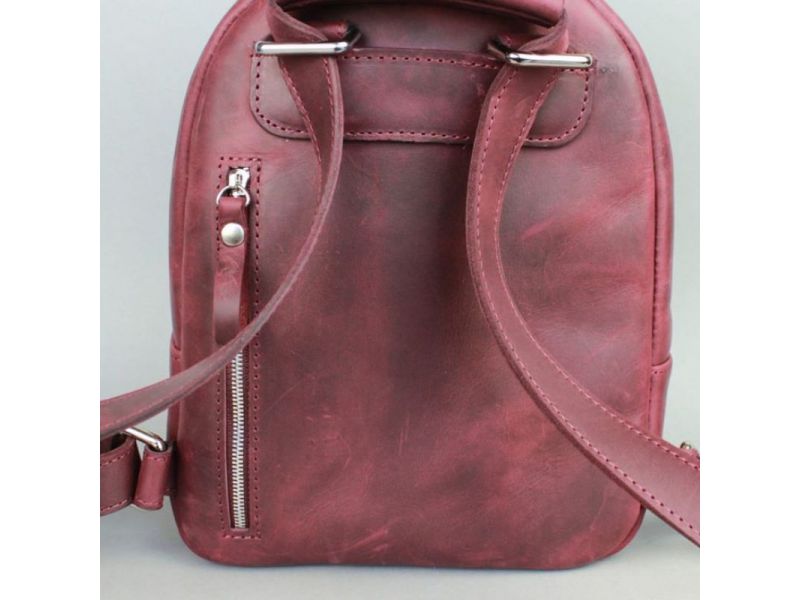 Кожаный рюкзак Groove S бордовый винтажный, фото 3