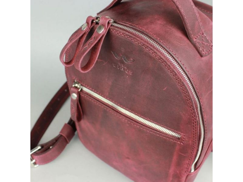 Кожаный рюкзак Groove S бордовый винтажный, фото 4