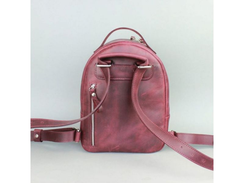 Кожаный рюкзак Groove S бордовый винтажный, фото 5
