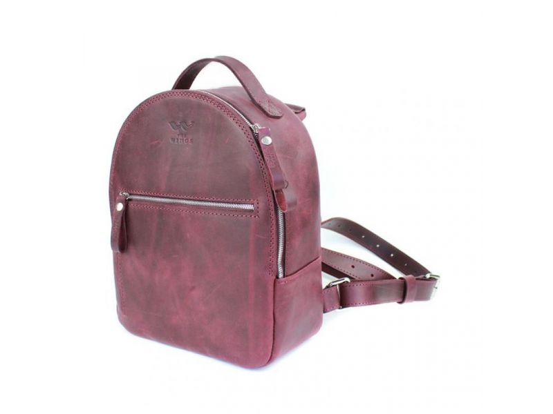 Кожаный рюкзак Groove S бордовый винтажный, фото 6