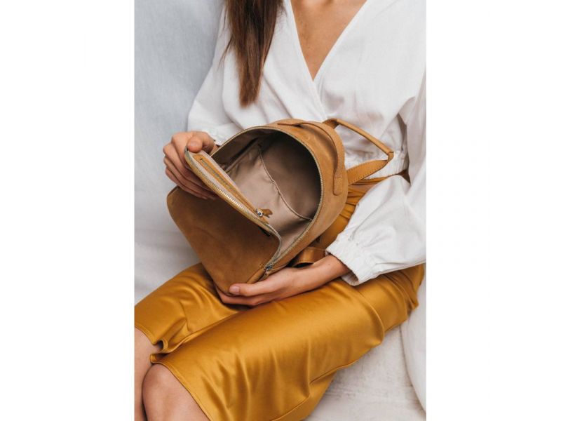 Кожаный рюкзак Groove S желтый винтажный, фото 3