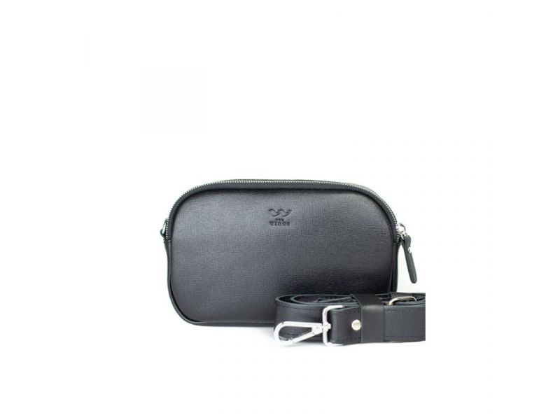 Кожаная сумка поясная/кроссбоди Holly черная сафьян, фото 1