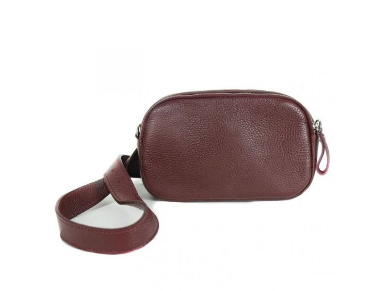 Кожаная сумка поясная/кроссбоди Holly бордовая флотар, фото 2