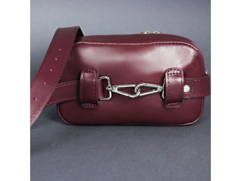 Женская кожаная сумка поясная/кроссбоди Holly бордовая, фото 4