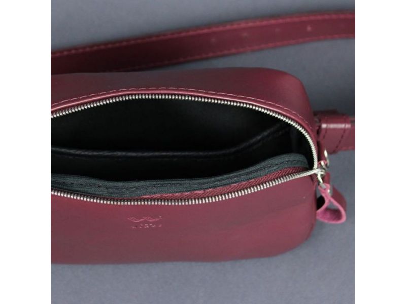 Женская кожаная сумка поясная/кроссбоди Holly бордовая, фото 5