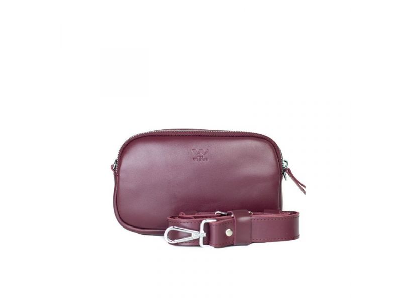 Женская кожаная сумка поясная/кроссбоди Holly бордовая, фото 1