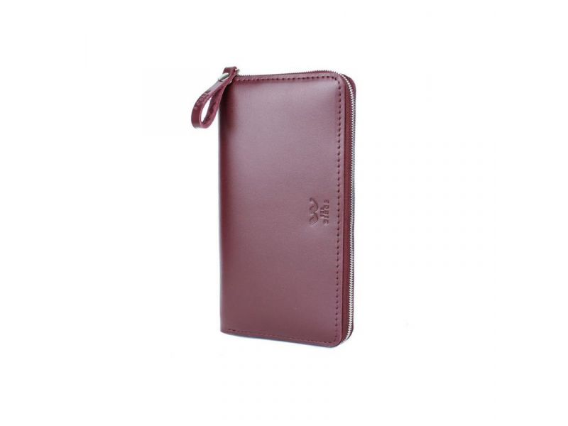 Кожаное портмоне Keeper zip винный, фото 1