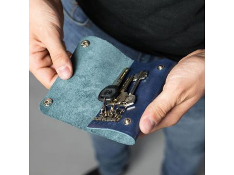 Кожаная ключница Key Keeper синяя, фото 2