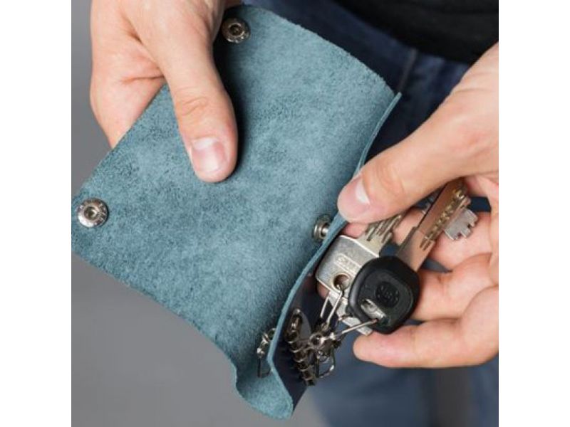 Кожаная ключница Key Keeper синяя, фото 3