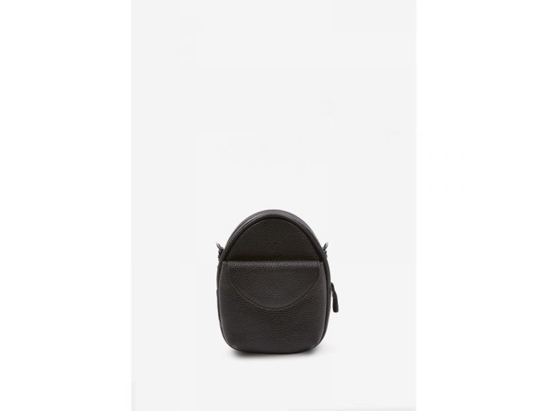 Кожаная женская мини-сумка Kroha черная зернистая, фото 4