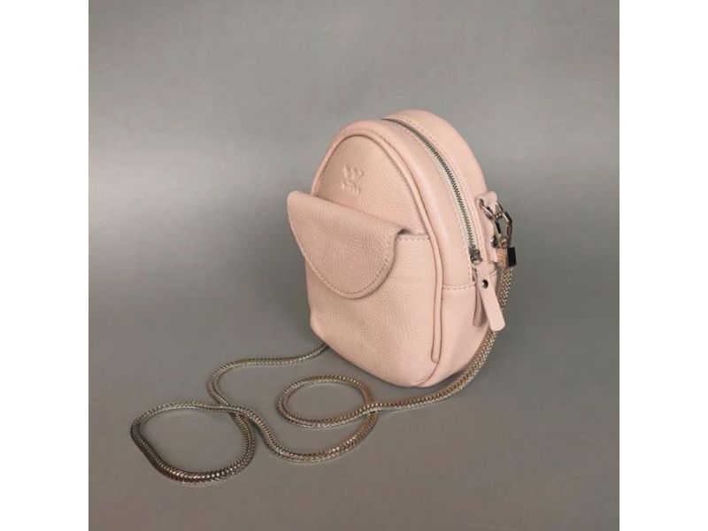 Кожаная женская мини-сумка Kroha пудровая, фото 3