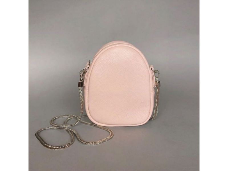 Кожаная женская мини-сумка Kroha пудровая, фото 4