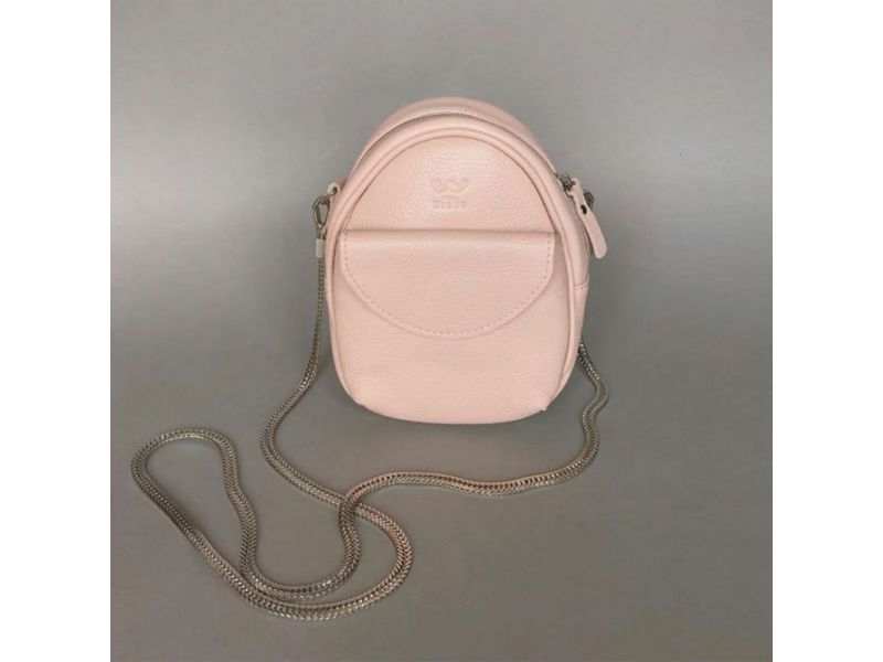 Кожаная женская мини-сумка Kroha пудровая, фото 5