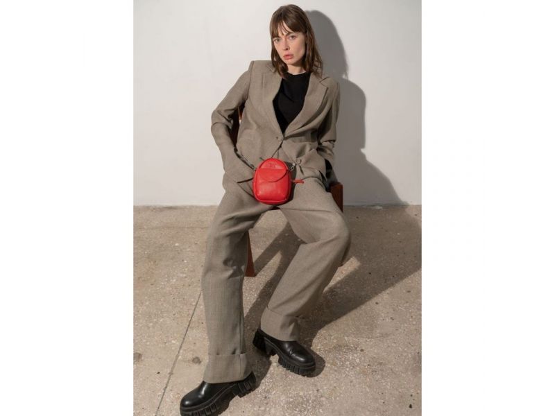 Кожаная женская мини-сумка Kroha красная флотар, фото 1