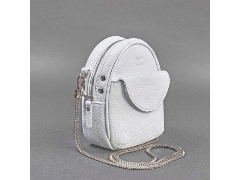Кожаная женская мини-сумка Kroha белая флотар, фото 3