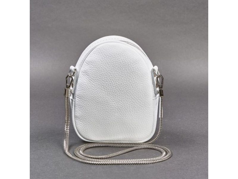 Кожаная женская мини-сумка Kroha белая флотар, фото 4