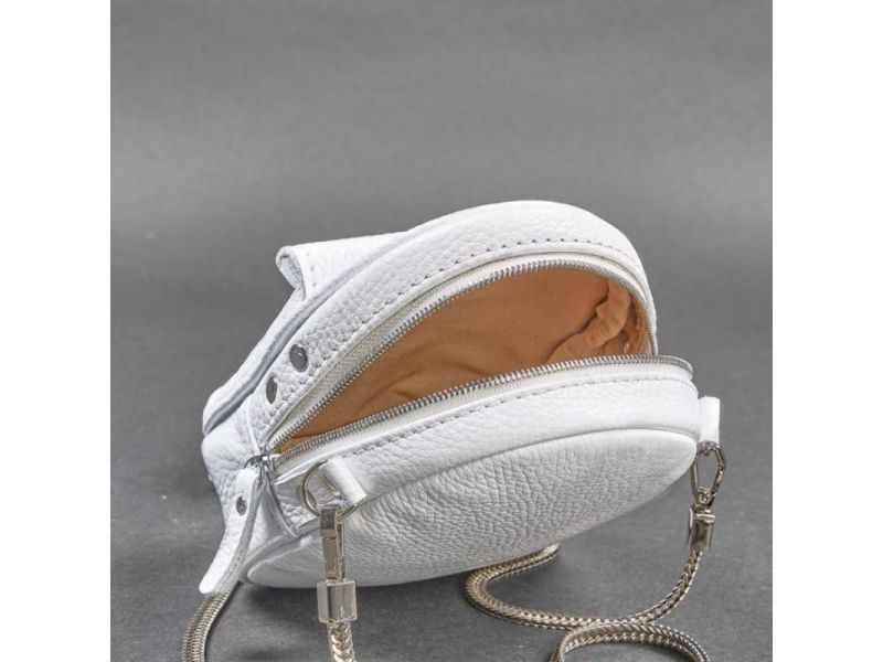 Кожаная женская мини-сумка Kroha белая флотар, фото 5
