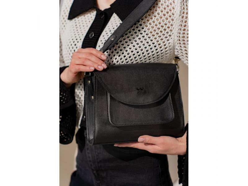 Женская кожаная сумка Liv черная, фото 2