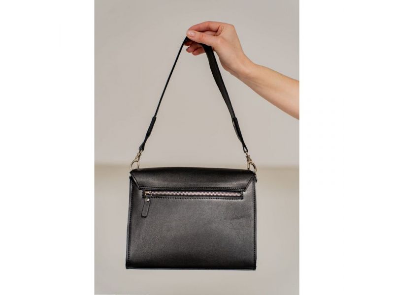 Женская кожаная сумка Liv черная, фото 6