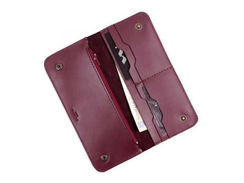 Кожаное портмоне Mark 2 винный, фото 2