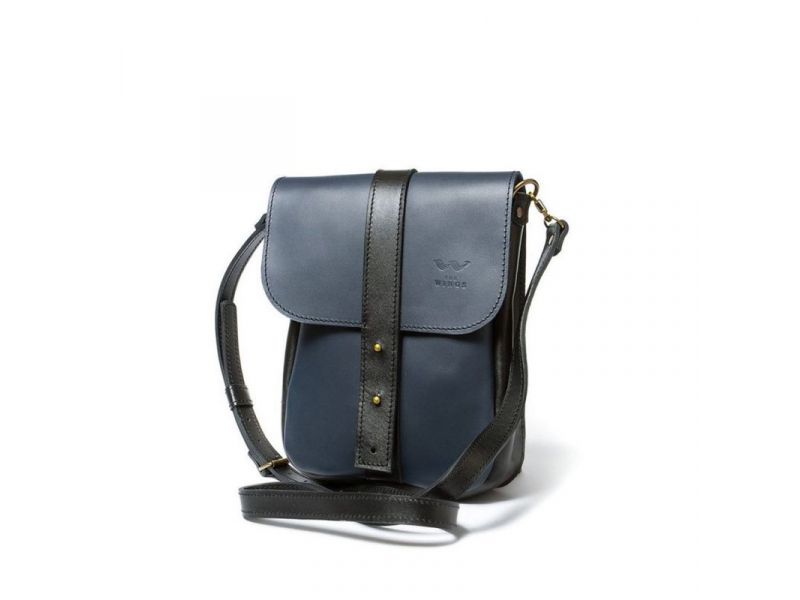 Мужская кожаная сумка Mini Bag сине-черная, фото 1