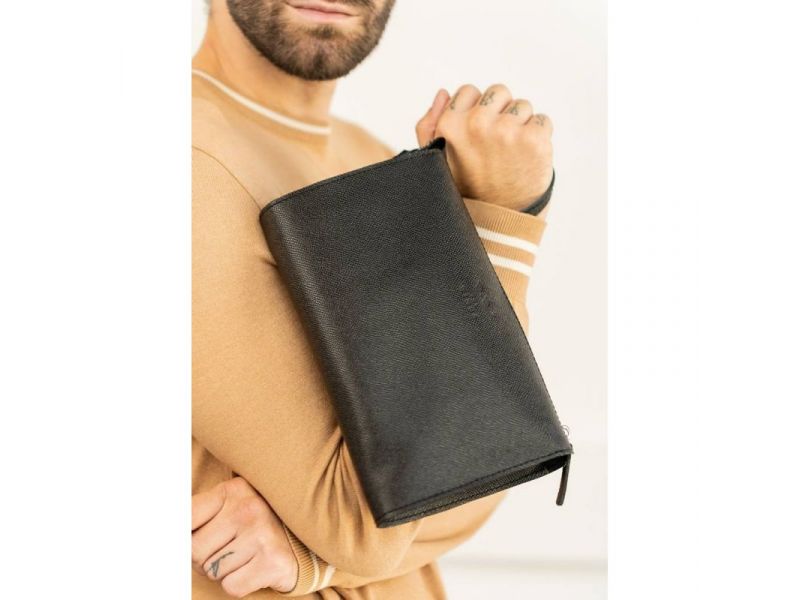 Кожаный млатч черный сафьян, фото 8