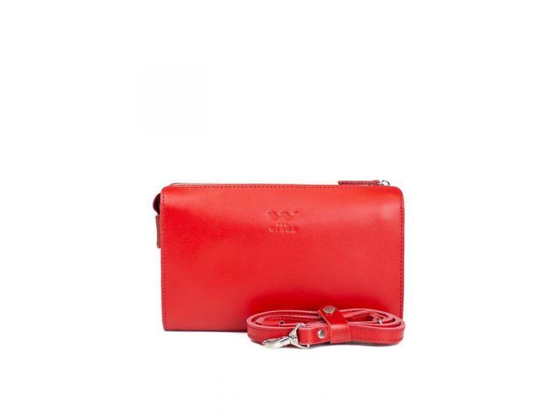 Женский кожаный млатч красный, фото 1