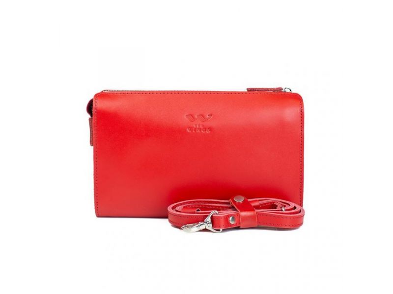 Женский кожаный млатч красный, фото 2