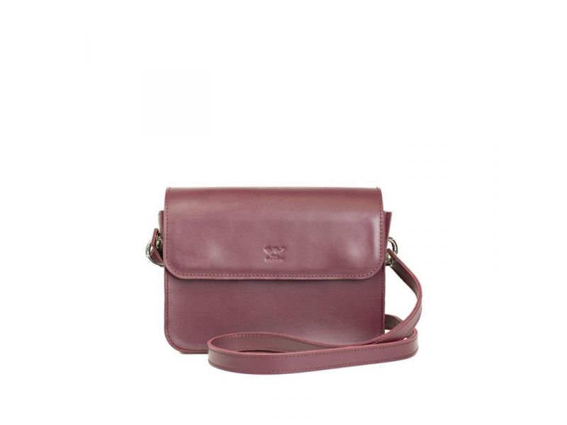 Женская кожаная мини сумка Moment бордовая, фото 1