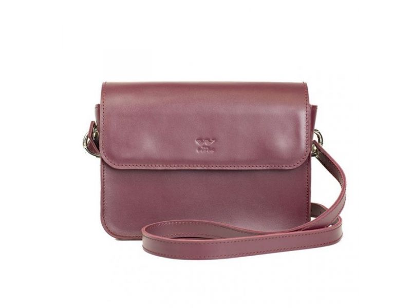 Женская кожаная мини сумка Moment бордовая, фото 2