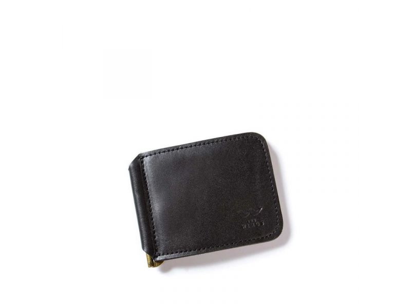 Кожаный зажим для денег черный, фото 1