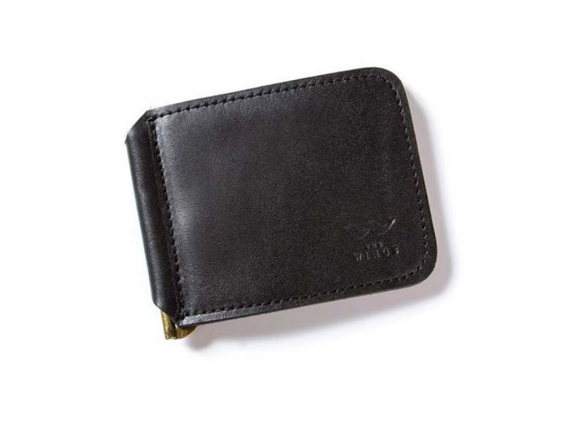 Кожаный зажим для денег черный, фото 2