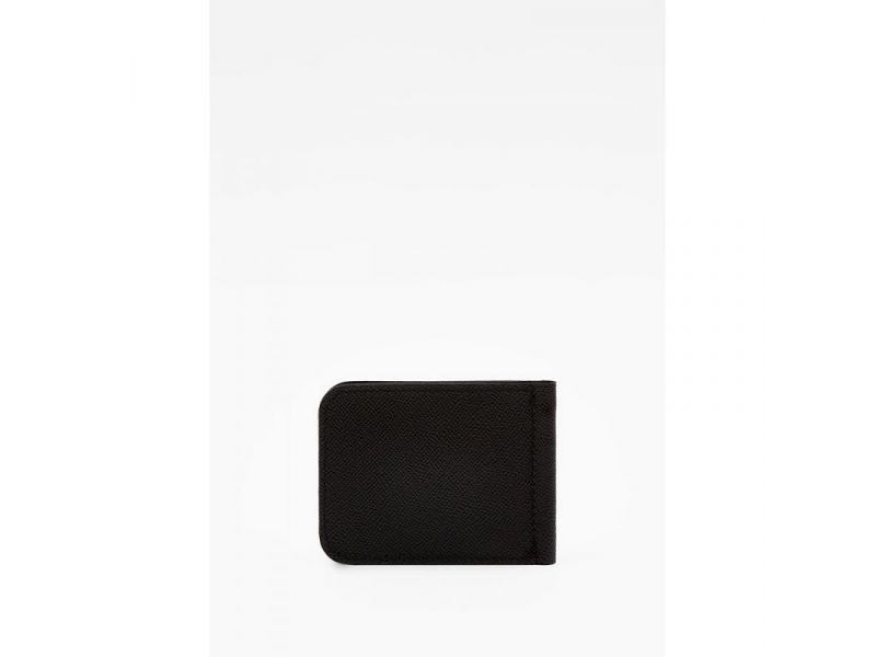 Кожаный зажим для денег черный сафьян, фото 4