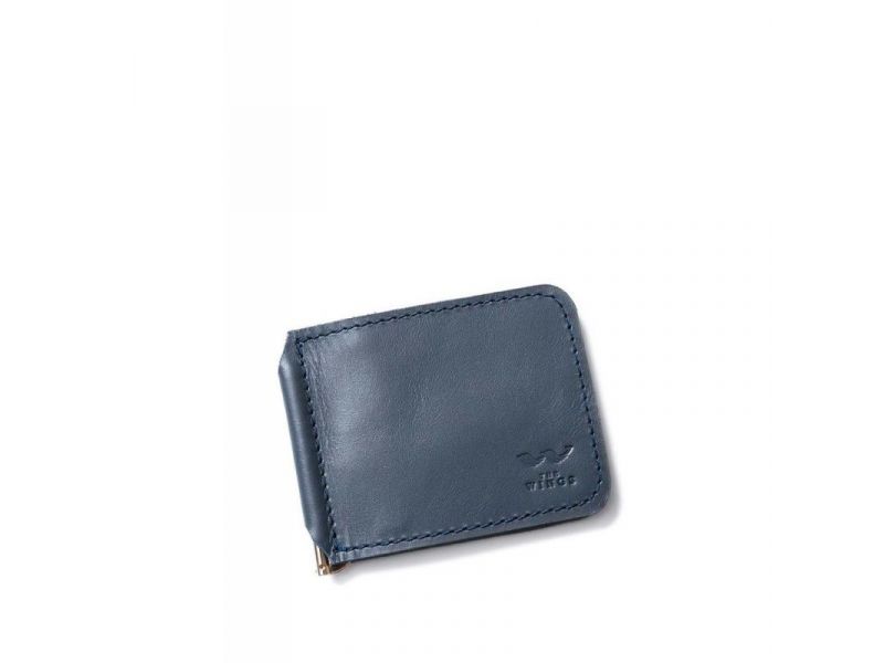 Кожаный зажим для денег темно-синий, фото 1